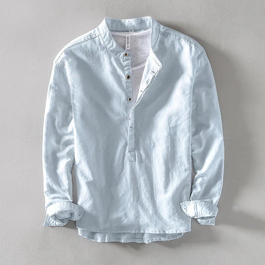 Caleb Linen Mandarin Shirt