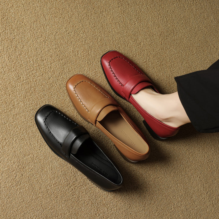 Mocassins en cuir à bout carré Elsie
