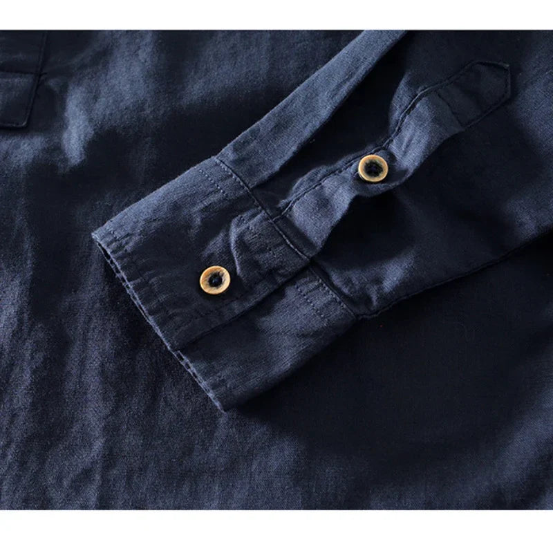 Caleb Linen Mandarin Shirt
