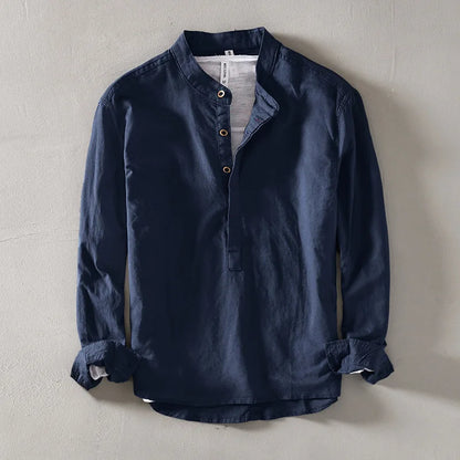 Caleb Linen Mandarin Shirt