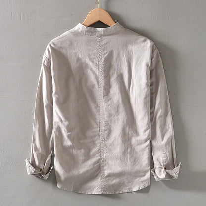 Caleb Linen Mandarin Shirt