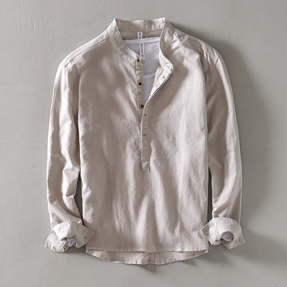 Caleb Linen Mandarin Shirt