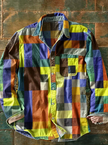 Pull tricoté patchwork Leo