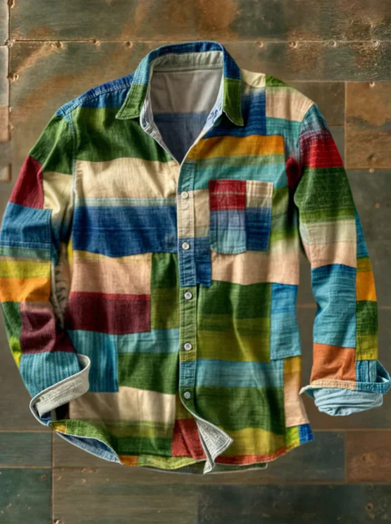 Pull tricoté patchwork Leo