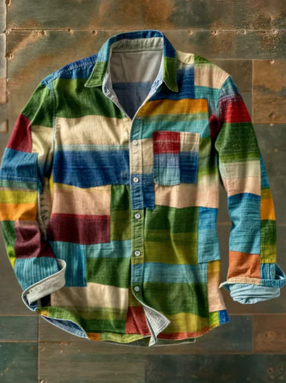 Pull tricoté patchwork Leo