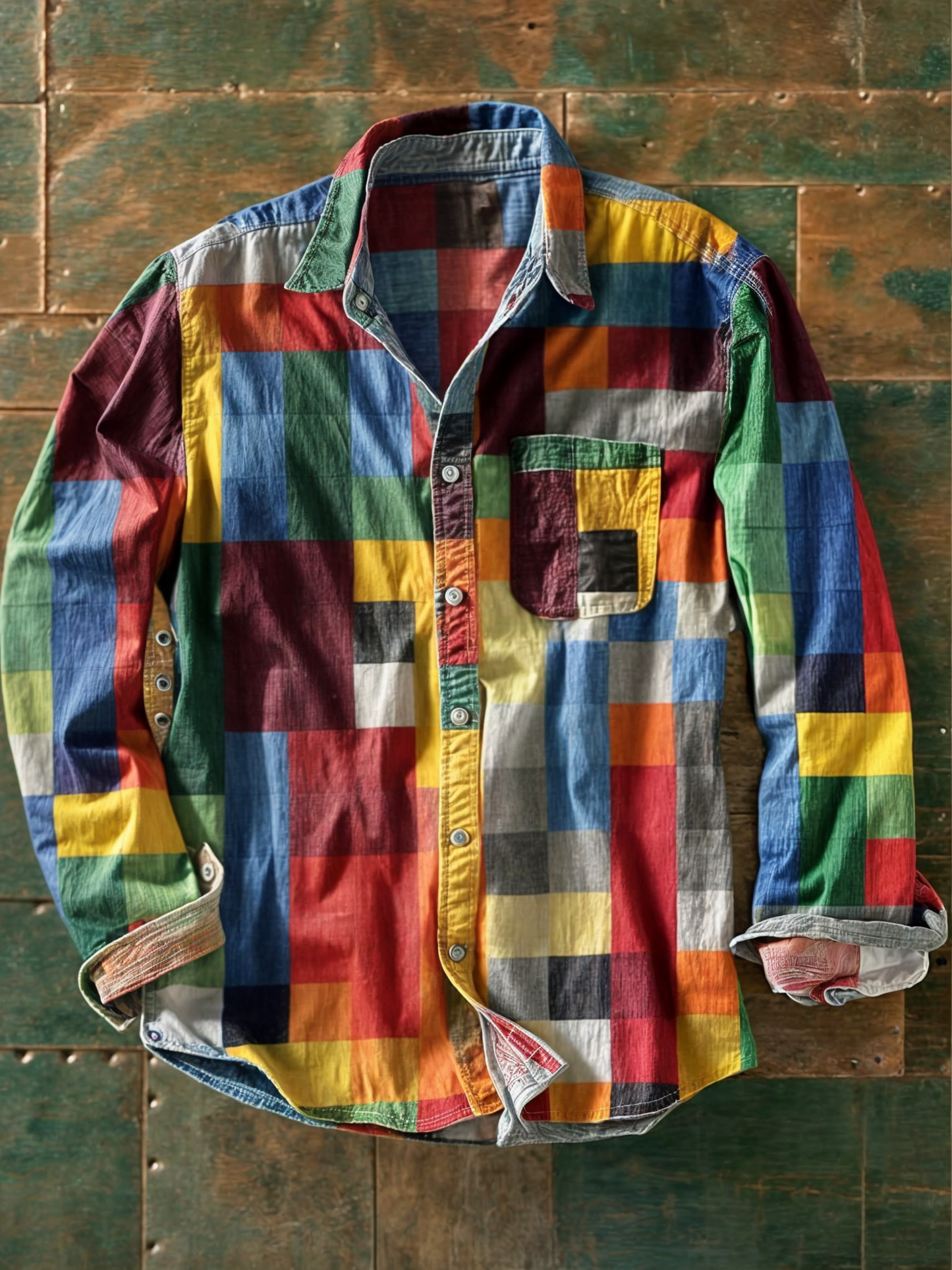Pull tricoté patchwork Leo