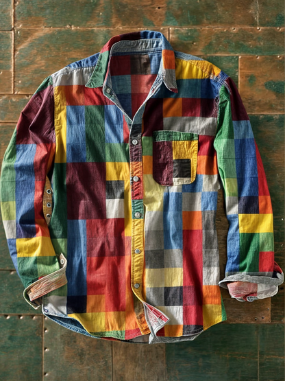 Pull tricoté patchwork Leo