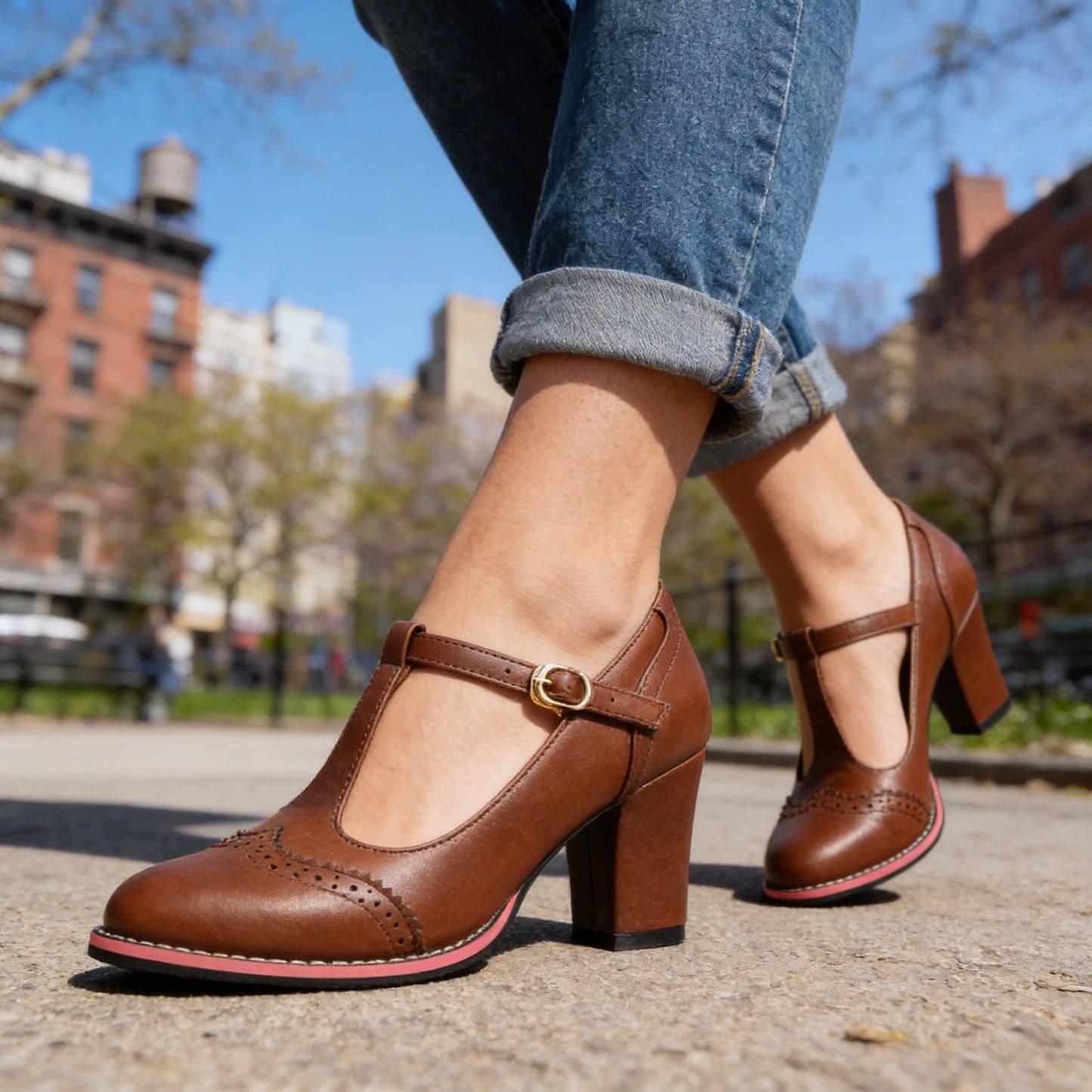 Sage Brogue Block Loafers