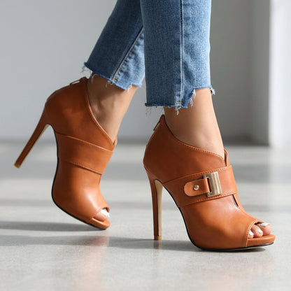 Ellis Open-Toe Buckle Heels