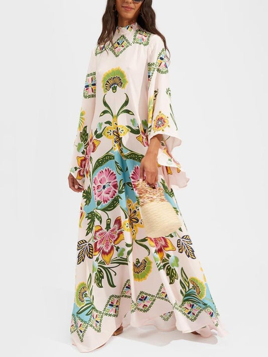 Sublime robe longue fluide à imprimé floral ensoleillé